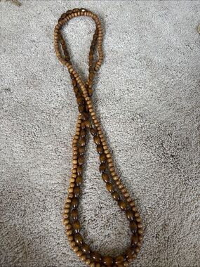 Individual Double-Strand Brown Wooden Bead Necklace